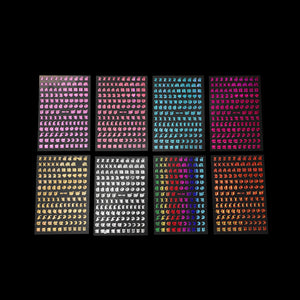 16 Sheets Holographic Letter Nail Sticker for Women 8 Colors Holographic Old English Nail Decals for Women Word Nail Art Decor