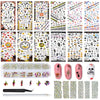 Halloween Nail Art Stickers, 12 Sheets Water Transfer Pumpkin Ghost Nail Decals and Nail Crystal Round Rhinestones & Multiple Shapes Nail Gems