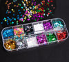6 Boxes Holographic Nail Sequins, Colorful Butterfly and Maple Leaf Glitter and 24 Colors Iridescent Mermaid Flakes, DIY Decals Decoration for Nails Face Body Eyes