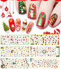 Nail Art Stickers for Christmas, 12 Sheets Water Transfer Fall Nail Decals and Nail Crystal Round Rhinestones & Multiple Shapes Nail Gems for Nail Art Decor and Party Supplies