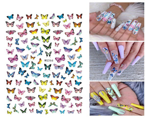 Holographic Butterfly Nail Stickers for Women 12 Sheets Nail Art Decor Self Adhesive 3D Art Laser Butterfly Nail Decals for Women