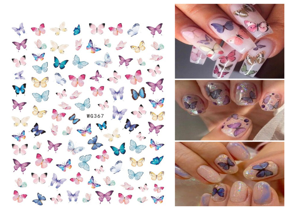 Holographic Butterfly Nail Stickers for Women 12 Sheets Nail Art Decor Self Adhesive 3D Art Laser Butterfly Nail Decals for Women