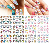 48 Sheets Butterfly Nail Art Stickers Colorful Flower Water Transfer Nail Decals and Crystal Round Rhinestones & Multi Shapes Nail Gems for Nail DIY Decoration