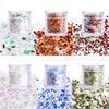 12 Boxes Christmas Nail Art Sequins Holographic Nail Glitter, Laser Snowflake Christmas Tree Star 3D Flakes Nail Decorations Chunky Glitter Stickers Decals