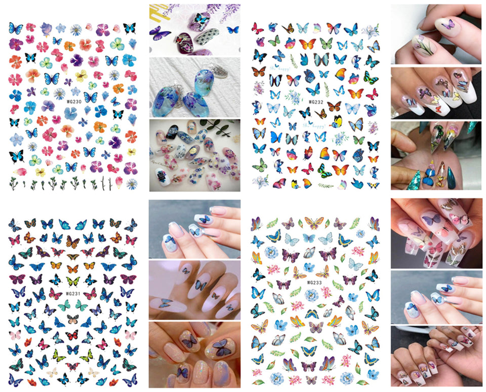 Butterfly Nail Stickers for Women 24 Sheets Nail Art Decor Self Adhesive 3D Art Laser Butterfly Nail Decals for Women
