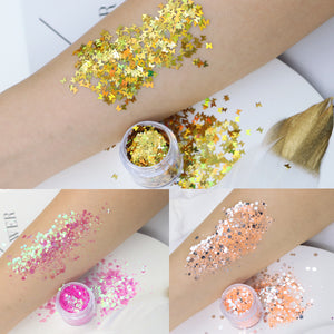 18 Boxes Nail Glitter Holographic Cosmetic Festival Chunky Sequins Iridescent Flakes Laser Butterfly for Nails Art Decoration Holographic Manicure