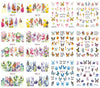 48 Sheets Butterfly Nail Art Stickers Colorful Flower Water Transfer Nail Decals and Crystal Round Rhinestones & Multi Shapes Nail Gems for Nail DIY Decoration