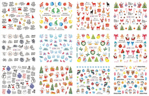 47 Sheets Luminous Christmas Nail Stickers for Women Mixed 3D DIY Art Nail Decals for Women Nail Art Decor Include Snowflake Tree Santa