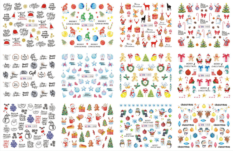 47 Sheets Luminous Christmas Nail Stickers for Women Mixed 3D DIY Art Nail Decals for Women Nail Art Decor Include Snowflake Tree Santa