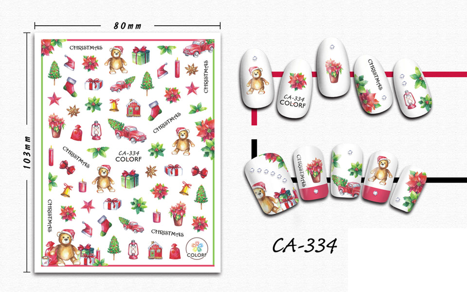 24 Sheets Winter Christmas Nail Stickers for Women 3D DIY Art Nail Decals for Women Nail Art Decor Include Penguin Elk Rabbit