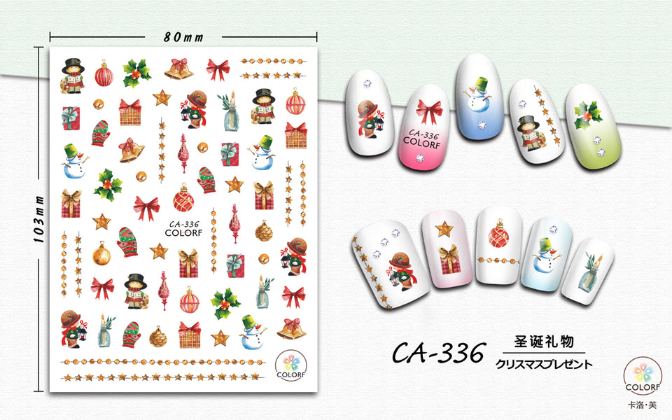 24 Sheets Winter Christmas Nail Stickers for Women 3D DIY Art Nail Decals for Women Nail Art Decor Include Penguin Elk Rabbit