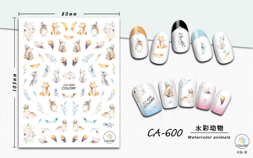 12 Sheets Winter Animal Nail Stickers for Women Mixed 3D DIY Art Nail Decals for Women Nail Art Decor Include Penguin Elk Rabbit