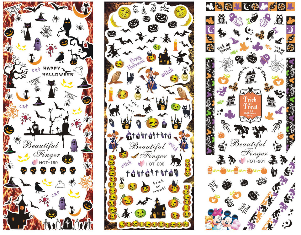 12 Sheets Halloween Nail Stickers for Women Mixed 3D DIY Art  Nail Decals for Women Nail Art Decor Including Pumpkin Bat Ghost