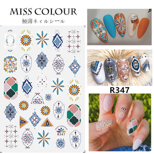 24 Sheets Colorful Nail Stickers for Women DIY Self Adhesive 3D Art Nail Decals for Women Nail Art Decor Including 1400+ Pieces